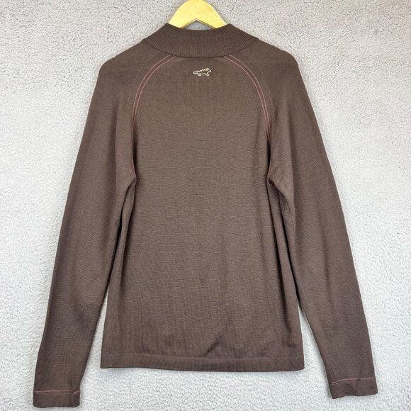 Horny Toad Men's Small Brown 100% Merino Wool Quarter Zip Pullover Sweater - Picture 2 of 7